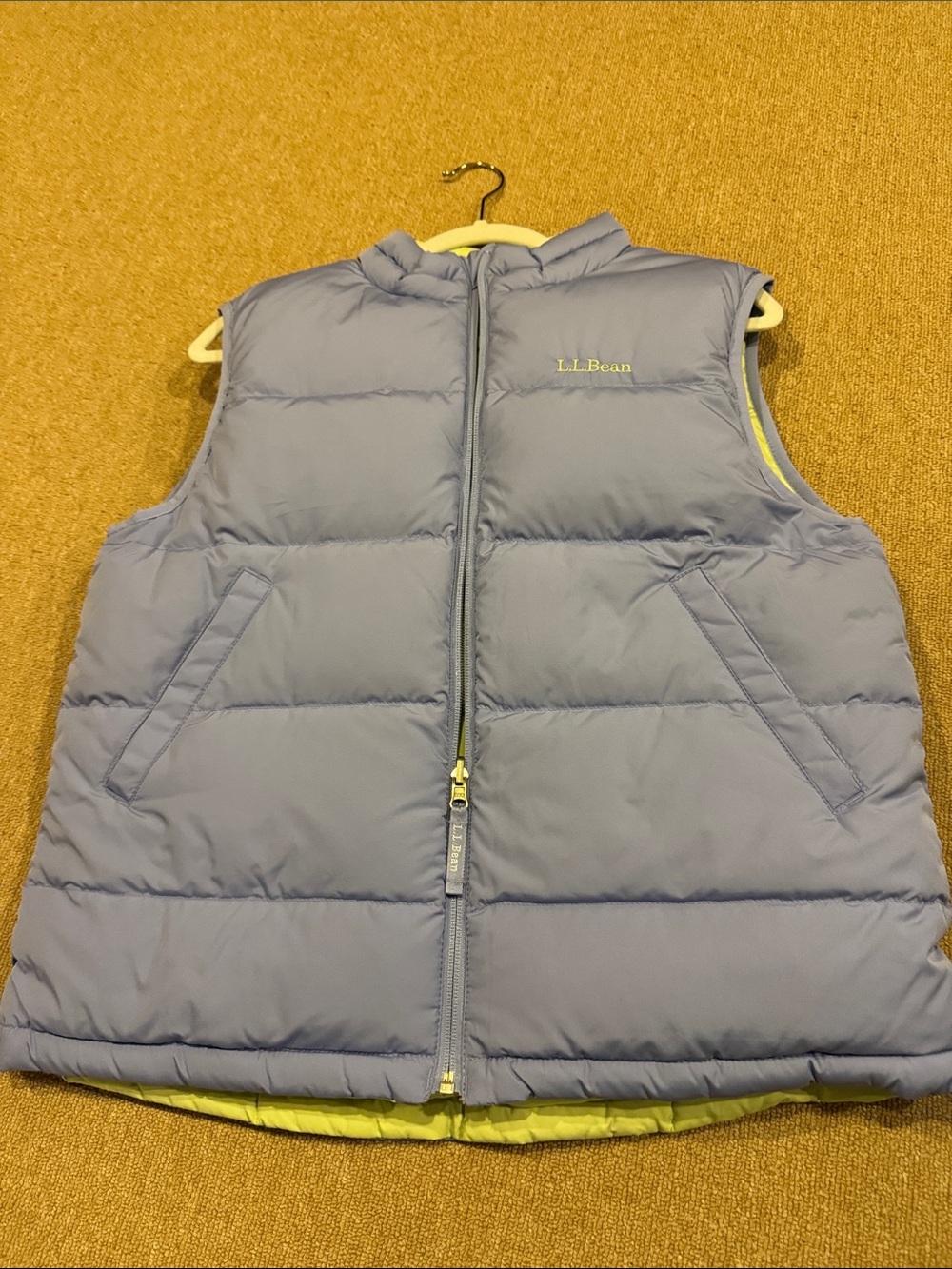 L.L. Bean Kids Light Purple Reversible Puffer Vest with Lime Inside